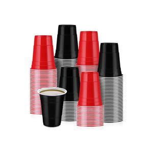 50 Pcs 16 oz Plastic Cups Disposable Party Cups Coffee Cup Heavy Duty Drinking Cup for Valentine Galentine Wedding Birthday Holiday Picnic New Year Party Beer Serving (Black,Red)
