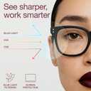 miyya Stylish Reading Glasses for Women, Cheaters Eyeglasses, Oversized Blue Light Readers, Fashion Eye Glasses (Black)