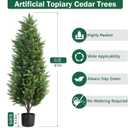4FT Tall Artificial Cedar Topiary Trees Set of 2, Artificial UV Resistant Potted Plants, Faux Bushes Fake Shrubs for Outdoor Indoor Home Entryway Front Porch Garden Patio Offices Living Room Decor