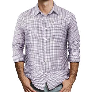 Mens Gingham Button Down Shirt Long Sleeve Dress Shirts Business Casual Shirts with Pockets (White, XXL)