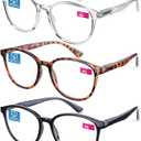 K KENZHOU Blue Light Reading Glasses for Woman Men Computer Gaming Phone TV Bluelight Blocking Glasses for Eye Strain,3-Pack (C1c2c4)