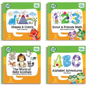 LeapFrog LeapStart Preschool 4-in-1 Activity Book Bundle with ABC, Shapes & Colors, Math, Animals