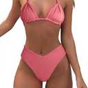 Bikini Sets for Women Sexy Halter Triangle String Bikini Cheeky V Cut High Waisted Thong Swimsuits 2 Piece (Medium, Orange Red)