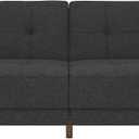 DHP Andora 76 Inch Futon Sofa Bed, Modern Upholstered Couch Sleeper with Button Tufted Back and Seat, Dark Gray (Grey)
