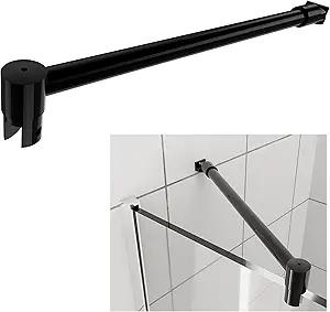 Polished Silver Stainless Steel Wall-to-Glass Bathroom Shower Support Bar Arm for 5/16" 3/8" Thick Glass Door, 47 Inch Fixed Supporting Rod for Frameless Glass Panel (27.6-47.2 inch, square end, Chrome)