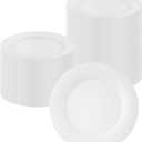 Restaurantware Moderna 9 Inch Premium Disposable Plates 40 Round Plastic Plates For Parties - Wave Pattern Heavy-duty White Plastic Dinner Plates For Warm And Cold Foods Ideal For Cafes (0.75)