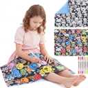 ROYALAY Weighted Lap Pad for Kids, 5lb Sensory Lap Blanket with DIY Coloring Washable Cover & 6 Fabric Markers, Portable Weighted Lap Blanket for Calm, Focus, Travel, Classroom & Home Use, 20" x 17"
