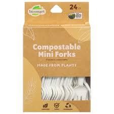 Biosmart Compostable Mini Forks, PLASTIC CUTLERY Biosmart Compostable Mini Forks, PLASTIC CUTLERY