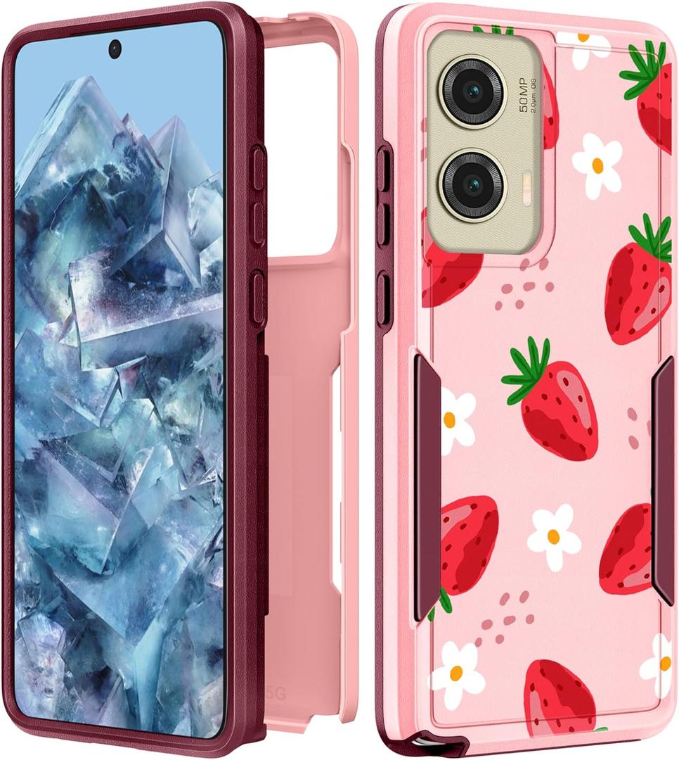 for Moto G Stylus 5G 2024 Case Women - Cute Girls Phone Cover Girly Kawaii Aesthetic Design Strawberry Heavy Duty Protective Shockproof Military Grade for Motorola Moto G Stylus 5G 2024 Cases