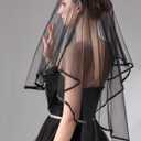 EllieWely 2 Tiers Ribbon Edge Fingertip Wedding Bridal Veil F50