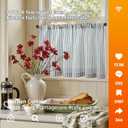 jinchan Striped Linen Kitchen Curtains 20 Inches Length Tier Curtains Farmhouse Modern Cafe Style Small Window Treatments Airy Light Filtering Rod Pocket for Living Room Bathroom 2 Panels, 26"W x 20"L (Pack of 2), Rod Pocket Striped Blue