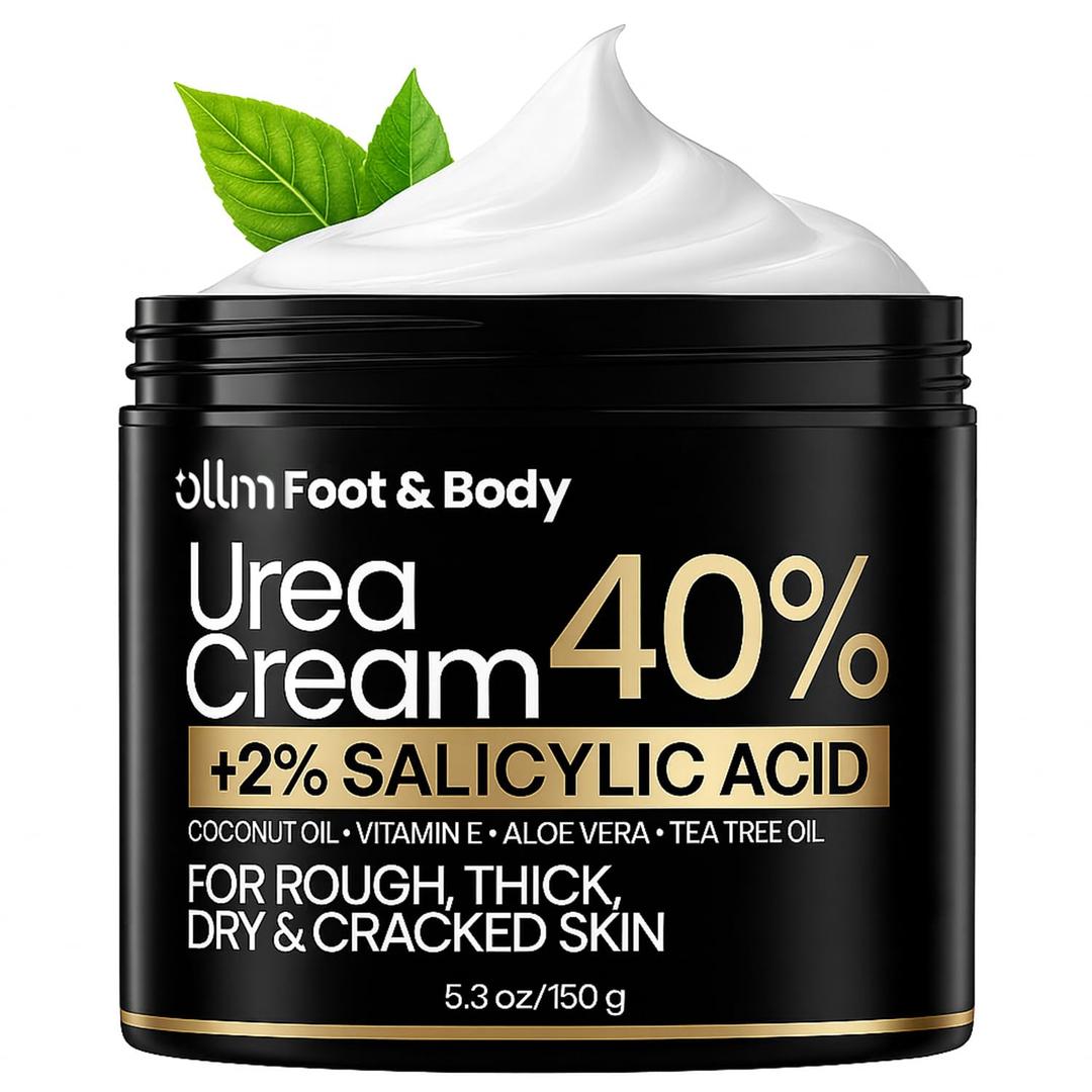 Urea Cream 40 Percent for Feet - Foot Cream for Dry Cracked Heels, 2% Salicylic Acid for Callus Remover, Maximum Strength Repair Skin, Soft & Smooth 40% Urea Lotion Moisturizer Elbows Hands Knees