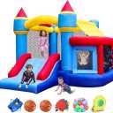 RETRO JUMP Inflatable Bounce House, Bouncy House for Kids Outdoor, Inflatable Kids Bounce House with Jumping Ball Pit & Basketball Hoop, Ocean Balls, Blower, Patch Kits, Stakes, Carrying Bag