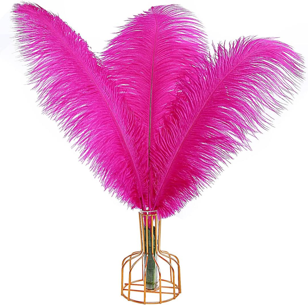THARAHT Hot Pink Ostrich Feathers 12pcs Large Natural Bulk 16-18Inch 40cm-45cm for Wedding Party Centerpieces Easter Gatsbi and Home Decoration Feathers (Fuchsia)