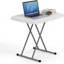 30 Inch Folding Table, 5-Level Height Adjustable TV Tray for Small Spaces, HDPE Tabletop Small Folding Table Portable for Laptop, Dining, Camping, 200 lbs Weight Capacity, No Assembly