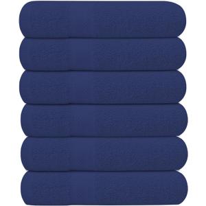 KAHAF COLLECTION 6 Pack Bath Towels Set (27 x 54 Inches) 100% Ring Spun Cotton, Lightweight, Quick Dry, Highly Absorbent Towels (Navy, (27x54) Inches)