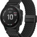 Quick Fit Braided Watch Bands Compatible with 20mm Garmin Fenix 8 43mm/ Fenix 7S/ Fenix 6S/ Fenix 5S /epix Pro 42mm, Magnetic Stretchy Nylon Elastic Fabric Strap for Garmin Approach S70 42mm
