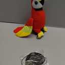 D-Fokes 2PCS Pirate Costume Accessories, Red Stuffed Shoulder Parrot & Black Skull Print Eye Patch for Kids and Adults, Halloween Pirate Outfit Cosplay Party Props Dress-Up