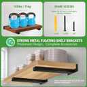 14 Inch Floating Shelf Brackets Heavy Duty, Square Shelving Brackets, Metal Floating Shelf Supports, Black Wall Mount Brackets 4 Pack