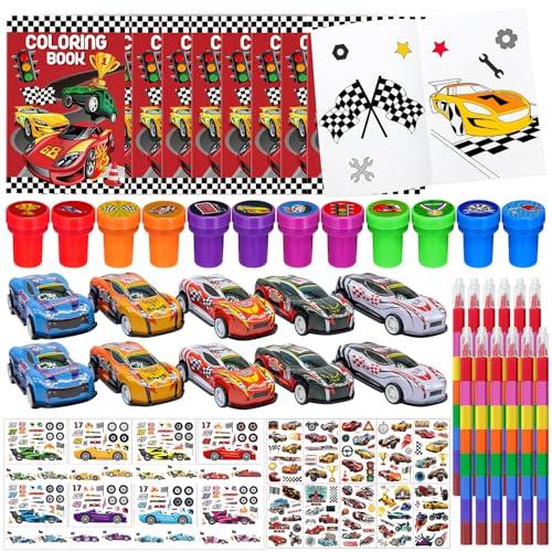 144 Pcs Race Car Coloring Book Bulk,Checkered Flags Racing Party Favors Goodie Bags Fillers, Let's Go Racing Birthday Party Supplies Classroom Reward Prizes Pinata Gift for Race Fans(Race)