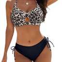Blooming Jelly Womens Bikini Sets Cheeky Two Piece Swimsuit 2026 String Curvy Cutout Bathing Suit (Medium, Leopard Black)