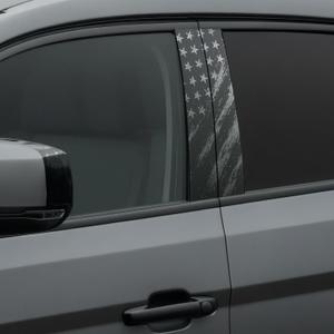 2PCS Car B-Pillar Sticker Decal Set, 12"x21.5" Gloss Vinyl Wrap, Waterproof Vehicle Door Pillar Decoration with Squeegee for Easy DIY Install (Flag Grayscale)