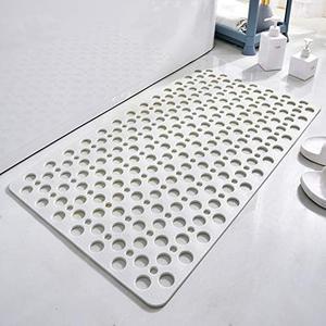 2 x Casa and Beyond Shower Mat, Bathtub Mat Non Slip with Suction Cups and Drain Holes, Easy to Clean Soft Machine Washable, Shower Mats for Inside Shower Easy Dry&Cut (White,28" x 15"(Rectangular))