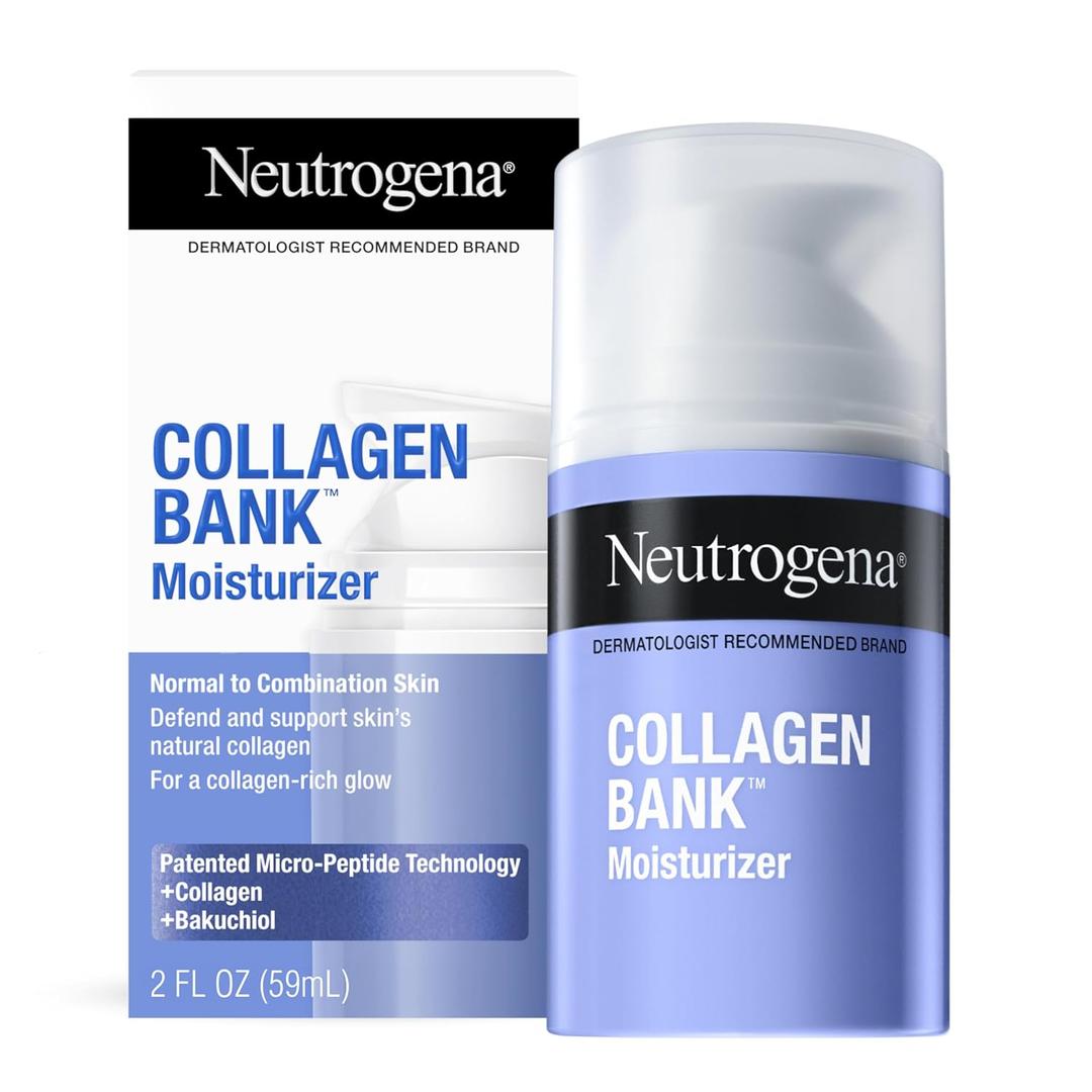 Neutrogena Collagen Bank Face Moisturizer, Daily Anti-Aging Face & Neck Firming Collagen Cream, Bakuchiol & Micro-Peptides Face Lotion, Support Skins Natural Collagen for Visibly Plump Skin, 2 fl.oz