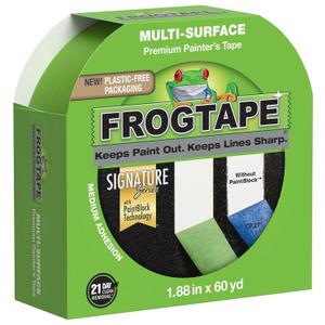 FrogTape Multi-Surface Painters Tape with PAINTBLOCK, 2 Inch Wide (1.88 In. x 60 Yds), Medium Adhesion, Green, 1 Roll