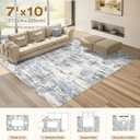 Area Rugs for Living Room: 7x10 Abstract Washable Rug Modern Neutral Large Soft Stain Resistant Non-Slip Backing Machine Table for Bedroom Dining Room Indoor Home Office Carpet - Blue Grey