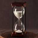 60 Minutes Sand Hourglass Timer, Vintage Sand Clock 60 Minutes, Large White Sander with Wooden End Caps, Hour Glass Sandglass Timer for Games Classroom Kitchen Decorative (White Sand)