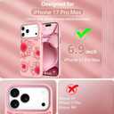 OOK Pink Case Design for iPhone 17 Pro Max Case, Compatible with MagSafe, Cute Sunflower Floral Blooms Design Frosted Shockproof for Women Girls Magnetic Phone Cover - Pink Flower