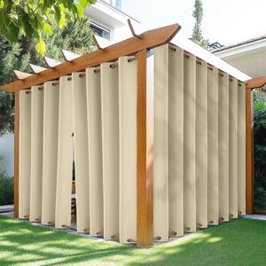 HDCAXKJ Waterproof Outdoor Curtains for Patio with Zipper Top & Bottom Grommet Thermal Privacy Drapes 2 Panels Gazebo Outside Blackout Curtains for Porch Pergola Backyard, 54" W x 84" L, Cream