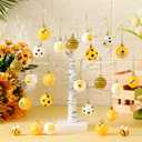 Barydat 24 Pcs 1.57 Inches Summer Sunflower Ornaments for Tree Hanging Bee Decorations Yellow Tree Decorations Themed Party Supplies for Spring Baby Shower Holiday Party(Bee Style)