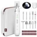 Electric Nail File Drill, Cordless 2000 mAh Rechargeable Nail Filer Electric, Portable Nail Dril Machine Drill for Nails Acrylic Manicure and Thick Toenails Buffer Grinder Care Professional (Silver)