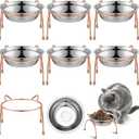 6 Sets Stainless Steel Elevated Cat Bowls 5.5 Inch Wide Raised Cat Bowls with Metal Stand Stress Free Elevated Shallow Water Dish Indoor Kitten Feeding Dish to Prevent Fatigue, 12 oz