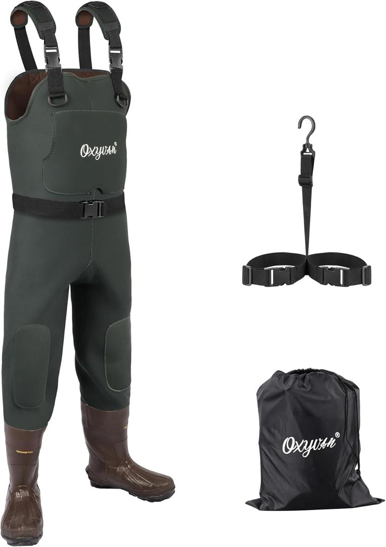 OXYVAN Duck Hunting Waders with 200G Rubber Boots Insulated,Neoprene Fishing Chest Waders for Men & Women (9)
