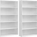 VASAGLE Set of 2 Bookshelves, 30 Inches Wide, 5-Tier Open Bookcases with Adjustable Storage Shelves, Floor Standing Units, Cloud White ULBC175T14-2