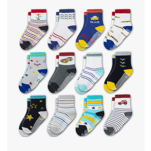 Evercute Toddler Girls Grip Socks 12 Pack Boys Non Slip Socks for Kids Anti Skid, Size 1-3 T