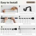 Modern Black Curtain Rods 2 pack for Windows 28 to 48 Inches Adjustable Length Heavy Duty 1" Diameter Short Window Curtain Rod with Round Decorative Finials for Bedroom Living Room Kitchen Farmhouse