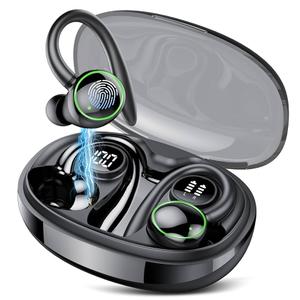 Wireless Earbuds Bluetooth Headphones Sport, Bluetooth Earbuds Stereo Ear Buds, Noise Cancelling Mic, IP7 Waterproof Headset for Workout/Running,Black