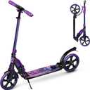 Skidee Adult & Teen Scooter Adjustable Height, Folding, Large Wheels, Lightweight, Durable, Anti-Shock Suspension, Up to 220 lbs (Deep Space)