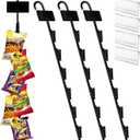 Chip Hanger Strips Hooks Display Hanging 16.5" with 6 Chip Greeting Card Party Merchandise Vendors Potato Bag Holder Snack Candy Portable Retail Organizer Storage Metal with Label Header 4 Pack