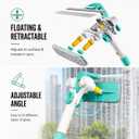 ORIXA U Shaped Window Cleaner for Outside Windows, Extendable Telescopic Pole with Rotatable Squeegee Head, Clean Exterior Glass from Inside, 2 Reusable Microfiber Cloths