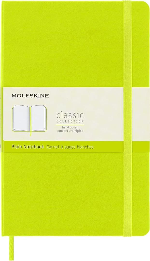 Moleskine Classic Notebook, Large, Plain, Lemon Green, Hard Cover (5 x 8.25)