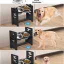 Vantic Elevated Dog Bowls, Adjustable Raised Dog Bowl Stand for Large and XLarge Pet, Sturdy Bamboo Food Feeder with 2 Stainless Steel Dishes, Black