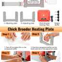 Chicken Brooder Plate, Smart Chick Heat Brooder Adjustable Temperature with LCD Display, 50W Chick Heater with 3-Sided Panels, 10"x10" Coop Accessory for Chicken Coop, Ducklings