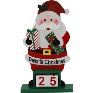 Sfozstra Christmas Advent Number Countdown Calendar,Wooden Square Number Tabletop Calendar Decoration, Santa Claus Home Office Decoration Calendar, Rotatable Square Countdown Calenda