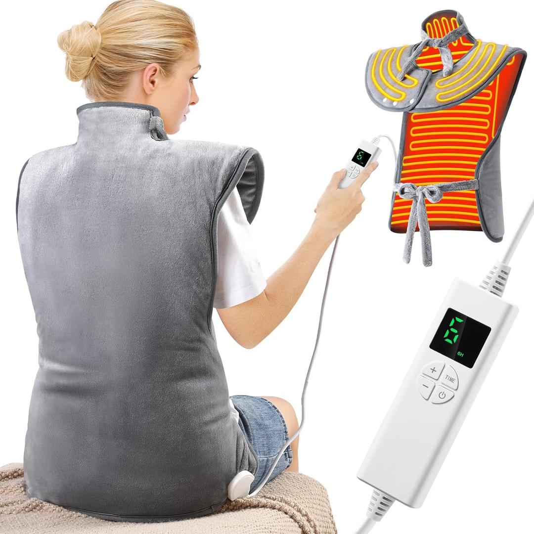 24''37'' Heating Pad for Neck and Shoulders and Back Pain Relief, Electric Extra Large Heating Pad with 6 Temperature Settings & 4 Auto-Off Timers,Thoughtful Gift for Women, Men,The Elderly