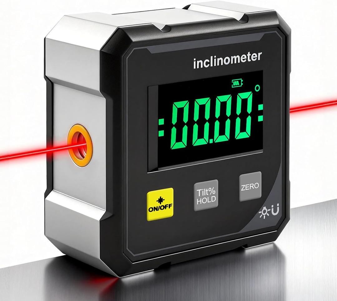 Digital Angle Finder with Electronic Laser, 4-Side Strong Magnetic Angle Gauge, Magnetic Digital Angle Finder Protractor Inclinometer, High Accuracy Measuring Tool for Woodworking,Construction & DIY